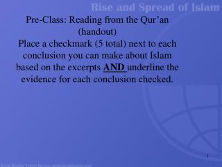 Pre-Class: Reading from the Qur’an (handout)