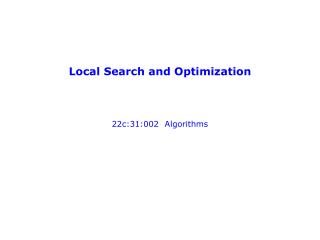 Local Search and Optimization