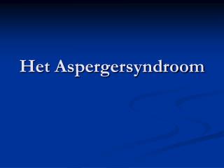 Het Aspergersyndroom