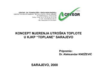 KONCEPT MJERENJA UTROŠKA TOPLOTE U KJKP “TOPLANE” SARAJEVO