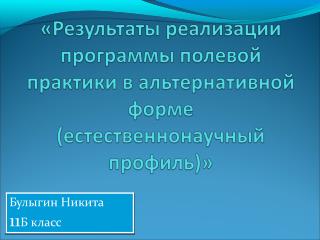 Булыгин Никита 11 Б класс
