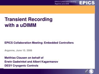 Transient Recording with a uDIMM