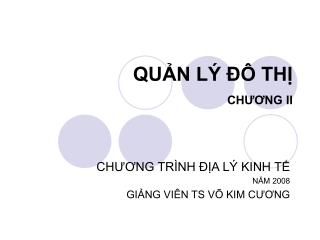 QUẢN LÝ ĐÔ THỊ CHƯƠNG II