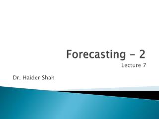 Forecasting - 2