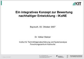 Ein integratives Konzept zur Bewertung nachhaltiger Entwicklung - IKoNE