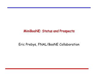 MiniBooNE: Status and Prospects