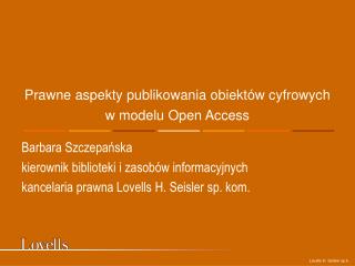 Prawne aspekty publikowania obiektów cyfrowych w modelu Open Access