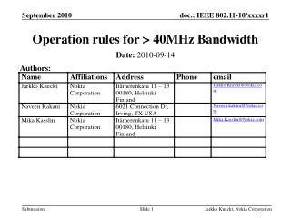 Operation rules for &gt; 40MHz Bandwidth