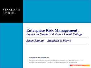 Enterprise Risk Management: Impact on Standard &amp; Poor’s Credit Ratings