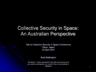 Collective Security in Space: An Australian Perspective