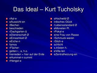 Das Ideal – Kurt Tucholsky