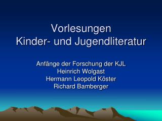 Vorlesungen Kinder- und Jugendliteratur