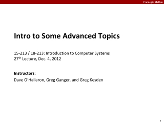 Instructors: Dave O’Hallaron, Greg Ganger, and Greg Kesden