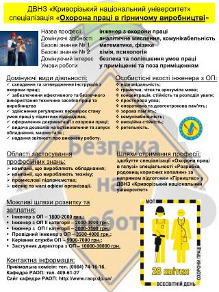 Контактна інформація: Приймальна комісія: тел. (0564) 74-16-16. Кафедра РАОП: тел. 409-61-27