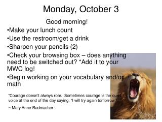 Monday, October 3