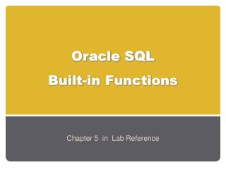 Oracle SQL Built-in Functions
