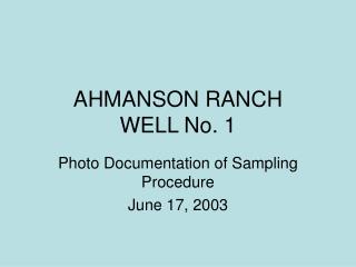 AHMANSON RANCH WELL No. 1