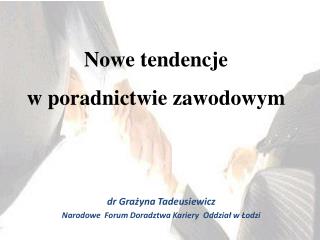 dr Grażyna Tadeusiewicz Narodowe Forum Doradztwa Kariery Oddział w Łodzi