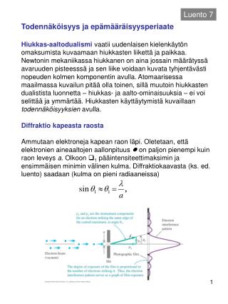 Todennäköisyys ja epämääräisyysperiaate