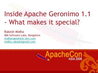 Inside Apache Geronimo 1.1 - What makes it special?