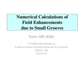 Numerical Calculations of Field Enhancements due to Small Grooves