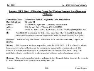 Project: IEEE P802.15 Working Group for Wireless Personal Area Networks (WPANs)