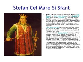 Stefan Cel Mare Si Sfant