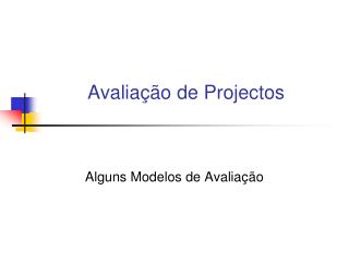 Avaliação de Projectos