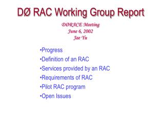 DØ RAC Working Group Report