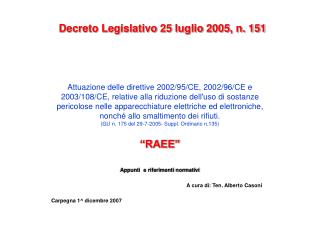 Decreto Legislativo 25 luglio 2005, n. 151