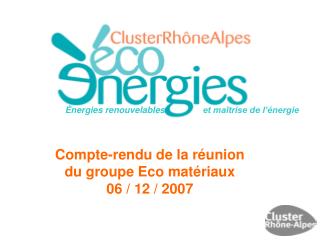 Énergies renouvelables 	 et maîtrise de l’énergie