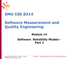 SMU CSE 8314 Software Measurement and Quality Engineering