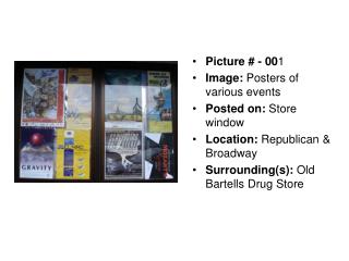 Picture # - 00 1 Image: Posters of various events Posted on: Store window