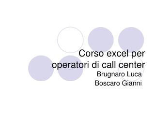 Corso excel per operatori di call center