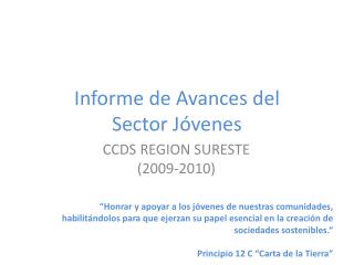 Informe de Avances del Sector Jóvenes