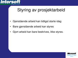 Styring av prosjektarbeid