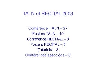 TALN et RECITAL 2003