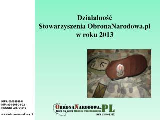 Działalność Stowarzyszenia ObronaNarodowa.pl w roku 2013