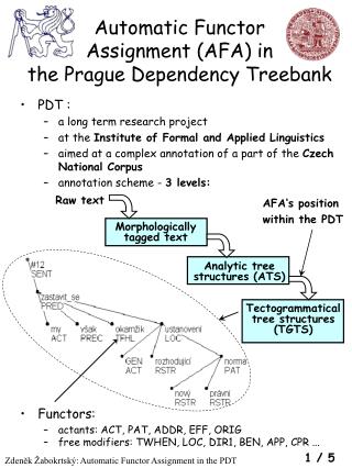 Automatic Functor Assignment (AFA) in the Prague Dependency Treebank