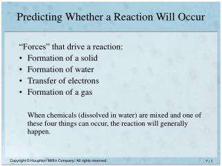 Predicting Whether a Reaction Will Occur