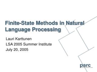 Finite-State Methods in Natural Language Processing