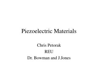 Piezoelectric Materials