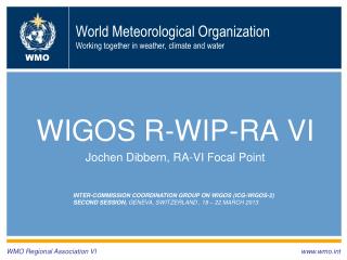 World Meteorological Organization Working together in weather, climate and water