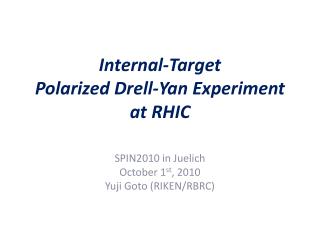 Internal-Target Polarized Drell-Yan Experiment at RHIC