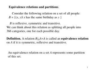 Equivalence relations and partitions .