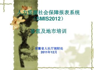 人力资源社会保障报表系统 （ SMIS2012 ） 省直及地市培训