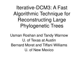 Iterative-DCM3: A Fast Algorithmic Technique for Reconstructing Large Phylogenetic Trees