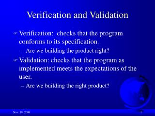 Verification and Validation