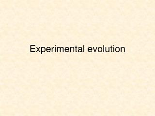 Experimental evolution