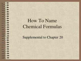 How To Name Chemical Formulas